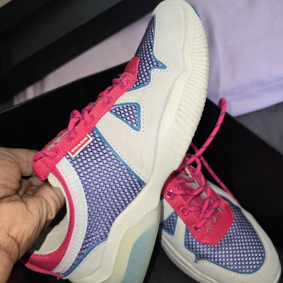 Coach Women's Pink and Cream Sneakers - Picture 7 of 10